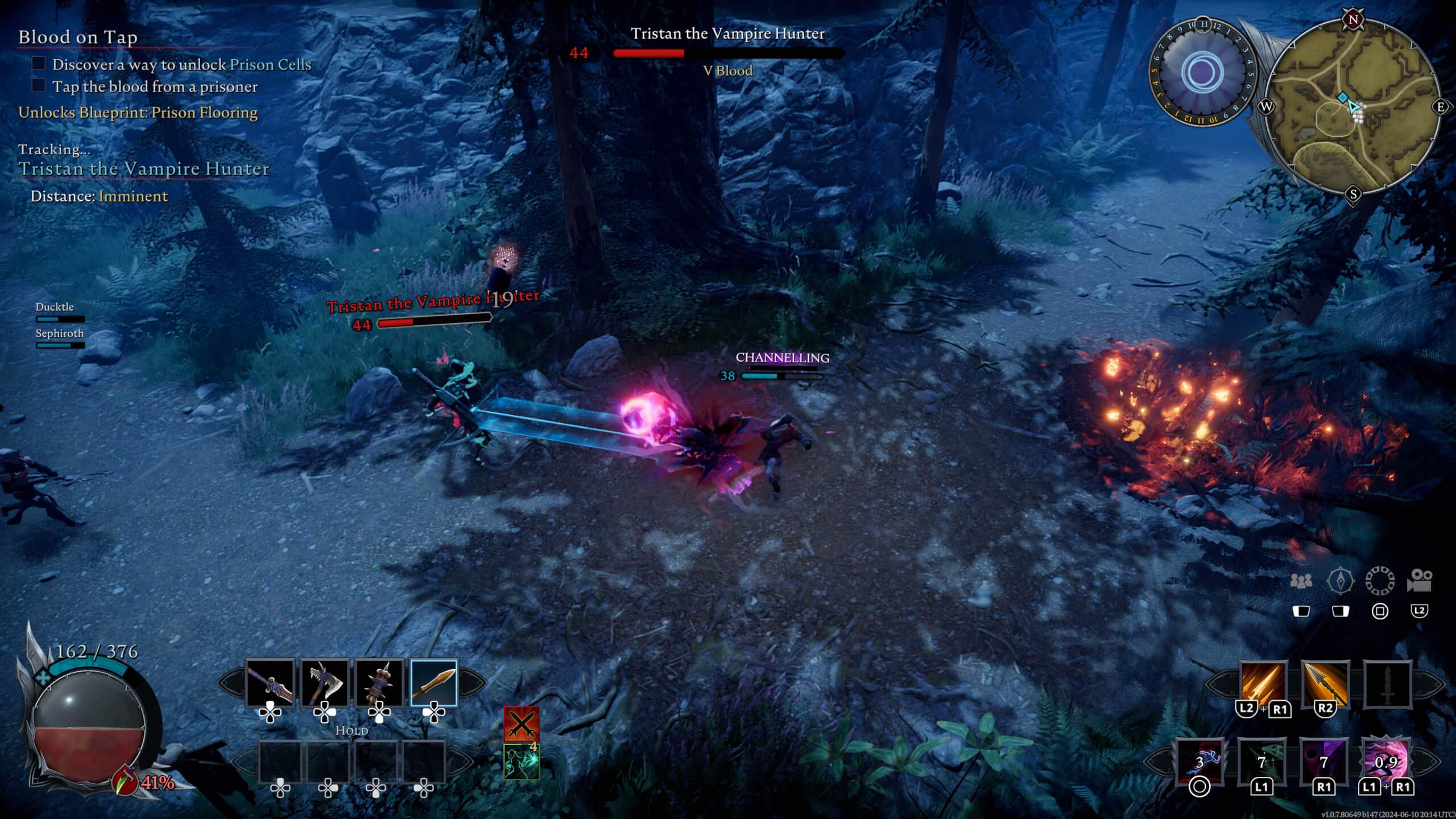 The player killing a character named "Tristan the vampire hunter"